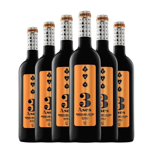 3 Ases Tempranillo Ribera del Duero Roble 75 cl Vino Tinto (Caja de 6 unidades)