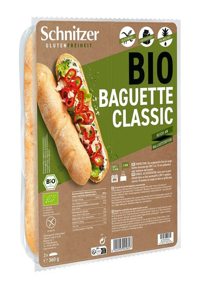 Pan Baguette sin gluten Classic Schnitzer 360g | ecológico
