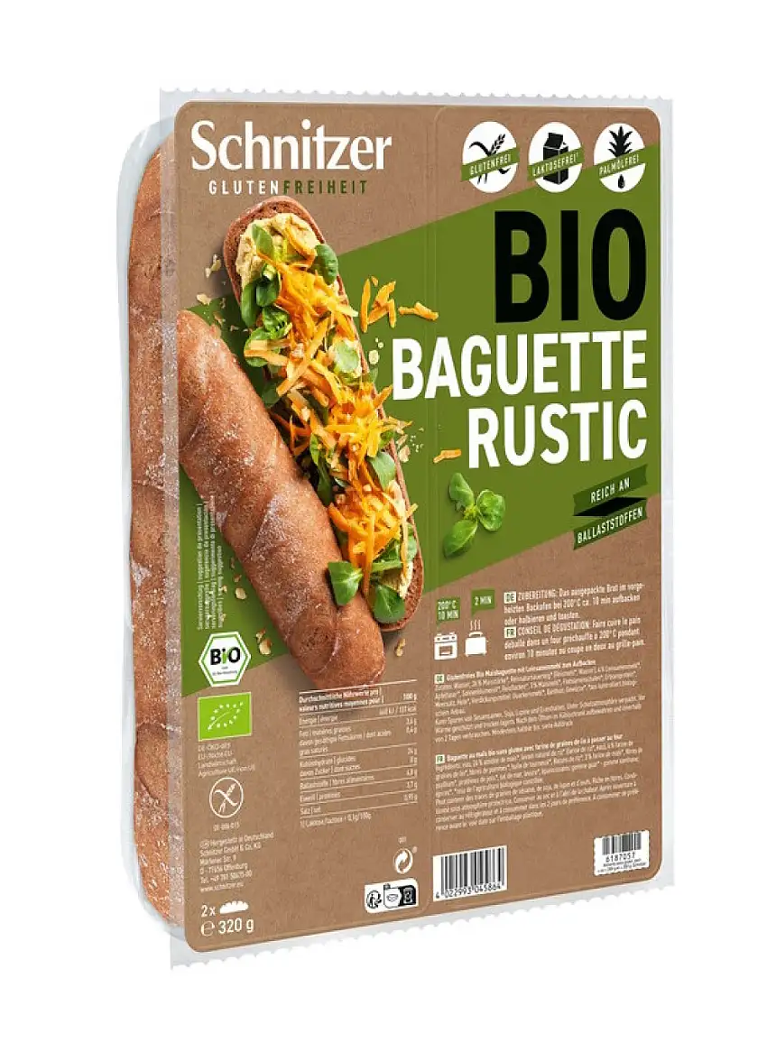 Pan Baguette Rustic sin gluten Schnitzer 320g | Ecológico