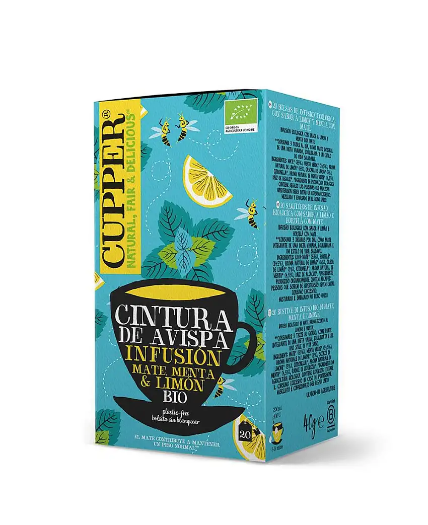 Infusión Cintura de Avispa con Mate Menta y Limón Cupper 20 filtros | Ecológico
