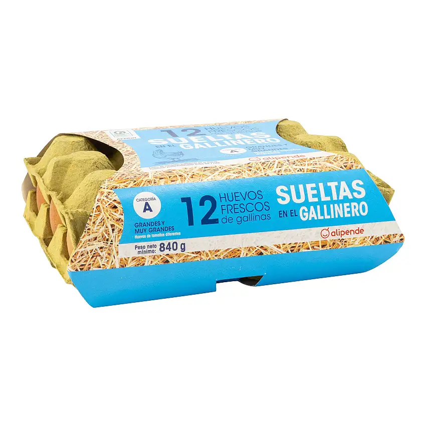 Huevos de gallinas sueltas en el gallinero Alipende 12u "clase l-xl"