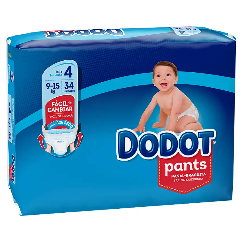Pañales braga Dodot Pants talla 4 9-15kg 33 uds