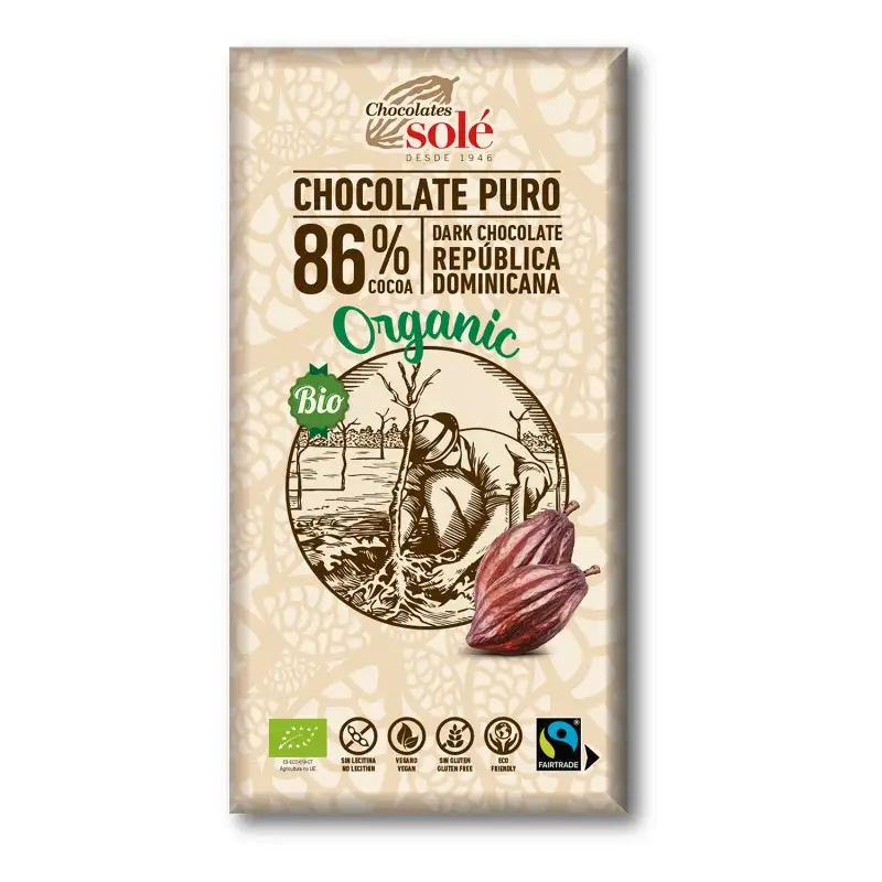 Chocolate Negro 86% Cacao BIO   Chocolates Solé 100g