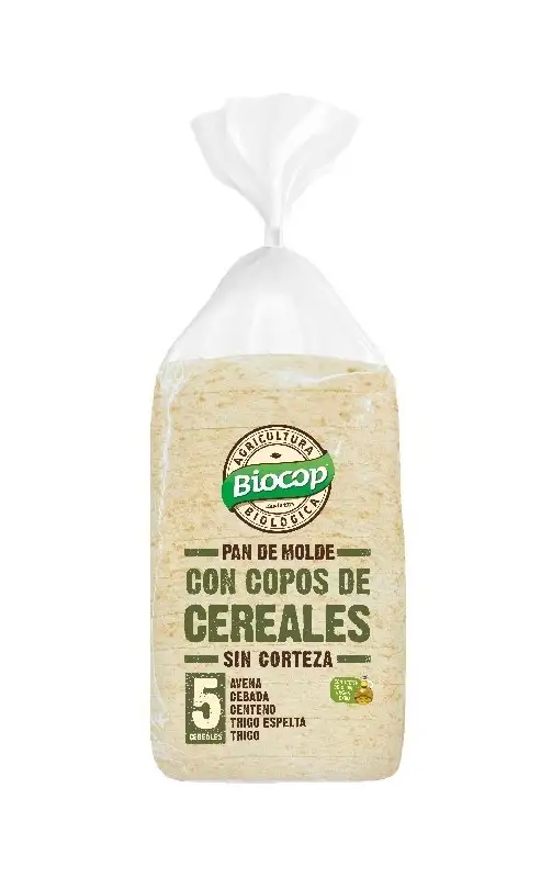 Pan de molde sin corteza de copos de cereales bio 300g Biocop