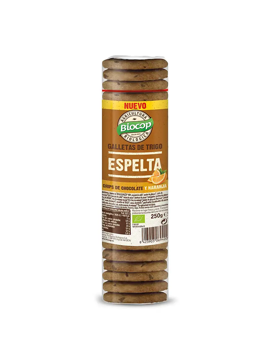 Galletas de espelta con chips de chocolate y naranja Biocop 250g | ecológico