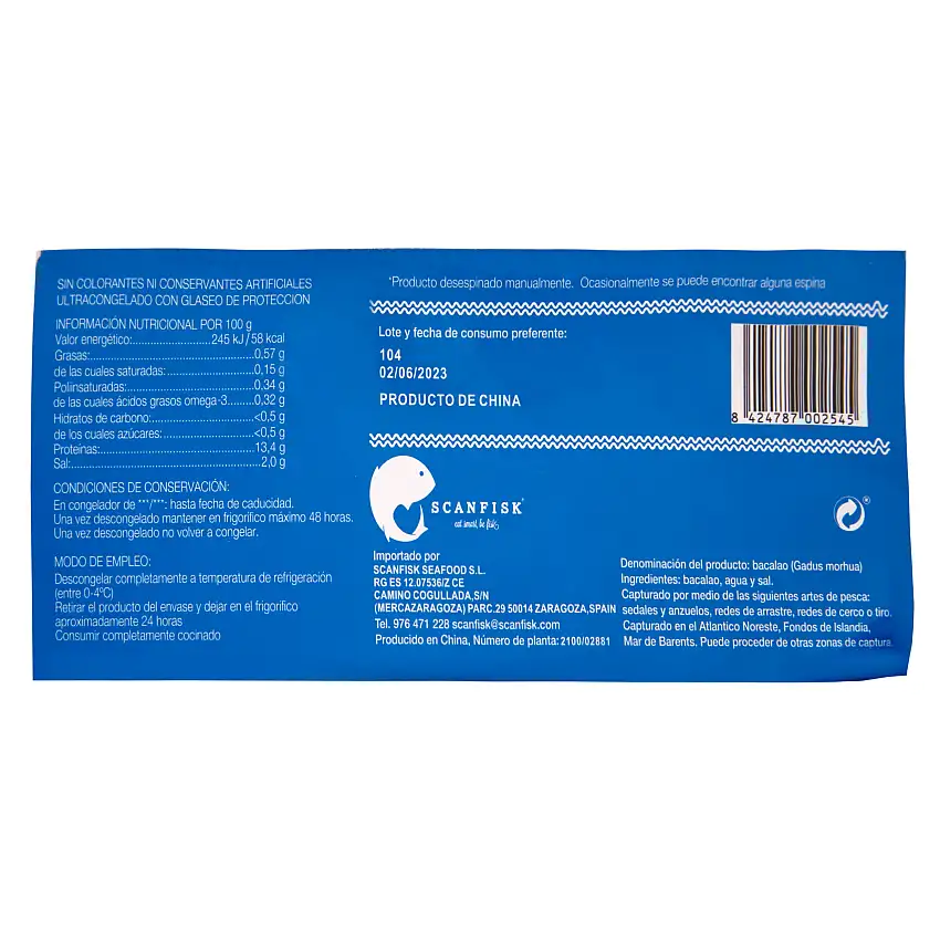 Bacalao al vacio filetes Scanfisk 360g