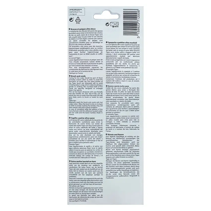 Cepillo y peine Tigex desde recién nacido