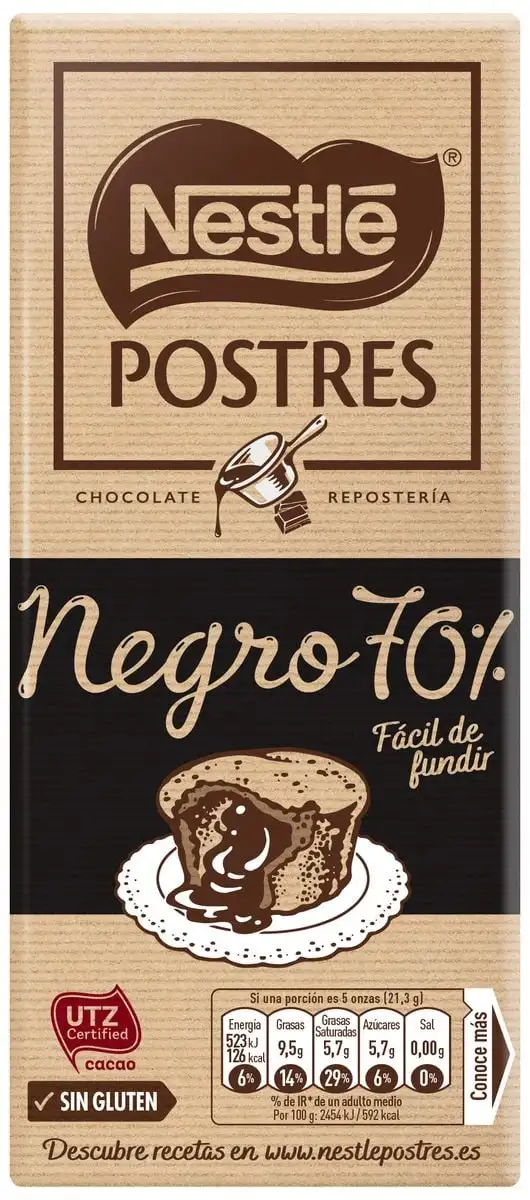 Chocolate negro Nestlé 170g postres 70% de cacao