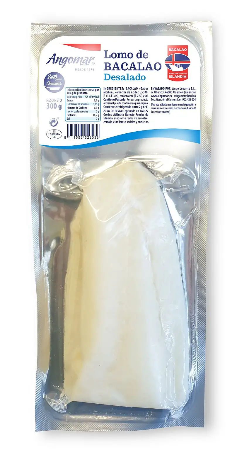 Bacalao en lomo desalado Angomar 300g