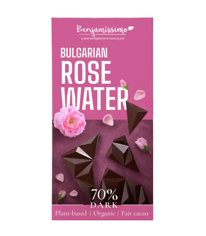 CHOCOLATE 70% CON ROSA BULGARA 70g BENJAMISSIMO