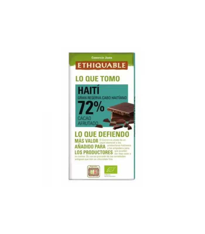 CHOCOLATE NEGRO 72% CACAO HAITÍ BIO 100g