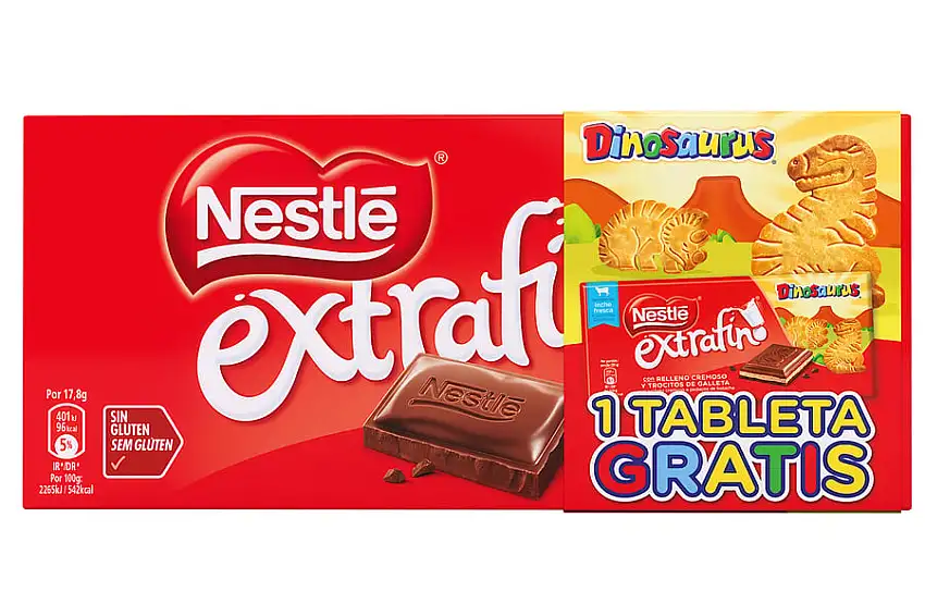 Chocolate con leche Nestlé Extrafino pack tabletas 3x125g