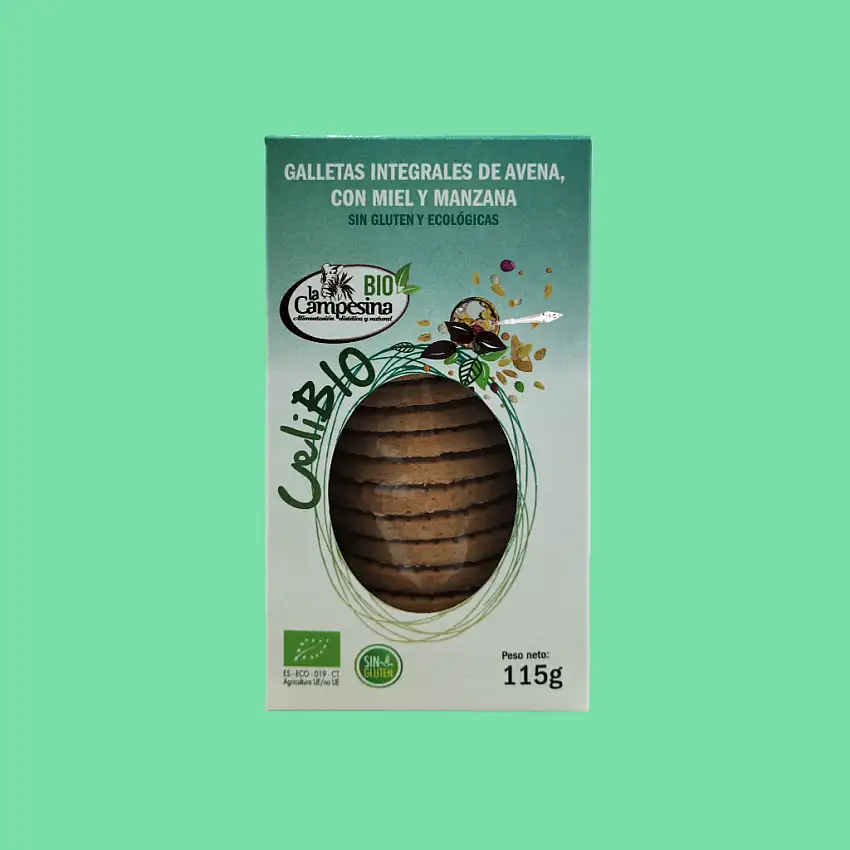 GALLETAS INTEGRALES AVENA, MIEL, MANZANA ECO