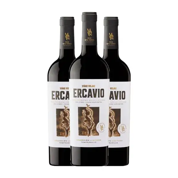 Más Que Vinos Ercavio Tempranillo Vino de la Tierra de Castilla Edición Limitada Crianza Eco — Ecológico 75 cl Vino Tinto (Caja de 3 unidades)