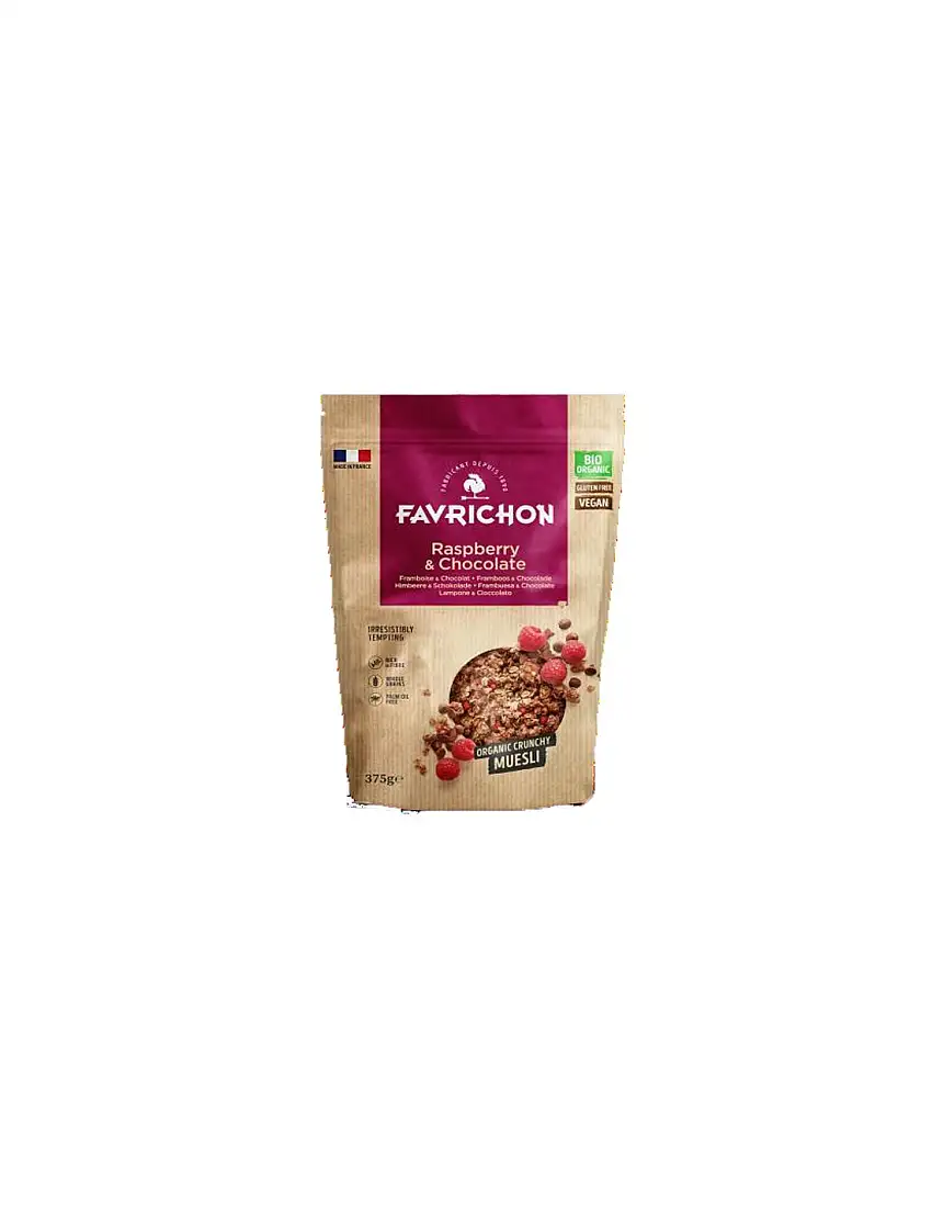 Muesli crujiente frambuesa y chocolate Favrichon 375 gr