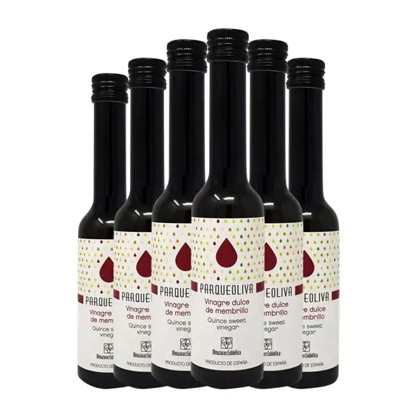 Vinagre Almazaras de la Subbética Parqueoliva Eco — Ecológico Botellín 25 cl Vidrio Membrillo (Caja de 6 unidades)