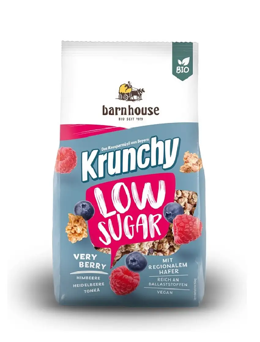 Muesli Krunchy frutos rojos bajo en azúcar Barnhouse 375g | ecológico