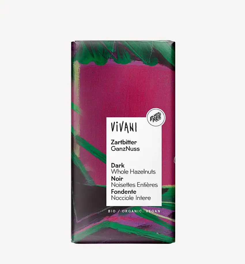 VIVANI VEGAN - CHOCOLATE NEGRO CON AVELLANAS ENTERAS 100g BIO