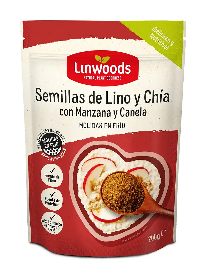 Semillas de lino chia manzana y canela 200g Linwoods | ecológico
