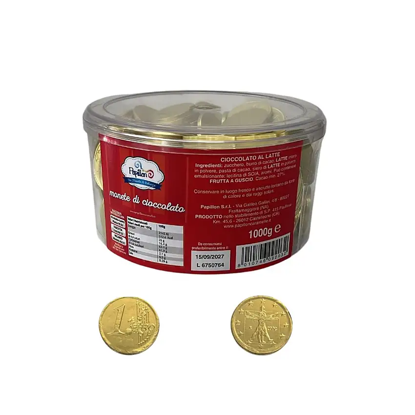 Monedas de chocolate con leche Papillon 1 kg