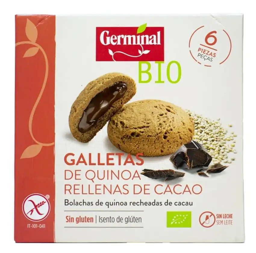 Galletas sin gluten de quinoa rellenas de cacao 200g Germinal | ecológico