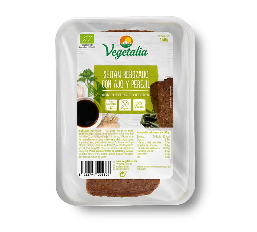 Seitán rebozado con ajo y perejil 150g BIO Vegetalia