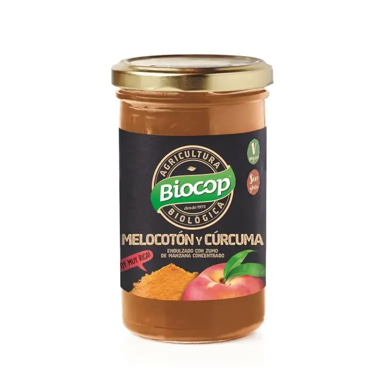 Compota de melocotón y cúrcuma sin azúcar 265g Biocop | ecológico