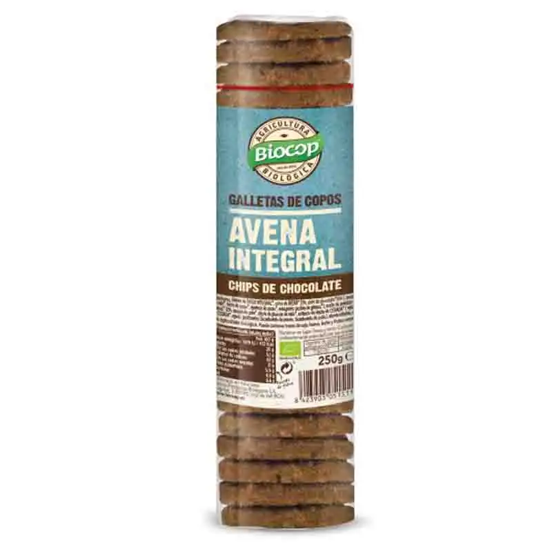 Galletas integrales con copos de avena y chips de chocolate Biocop 250g | ecológico