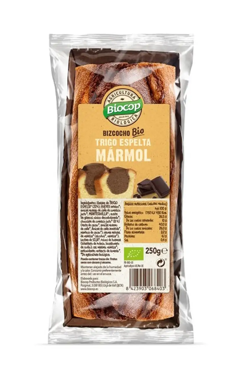 Bizcocho de espelta choco marmol Biocop 250g | ecológico