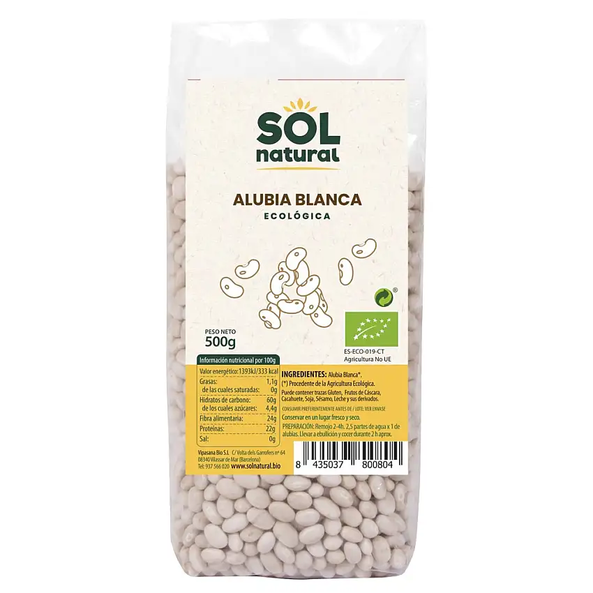 Alubia Blanca BIO Ecológica 500 g Sol Natural | Alta en Proteína y Fibra