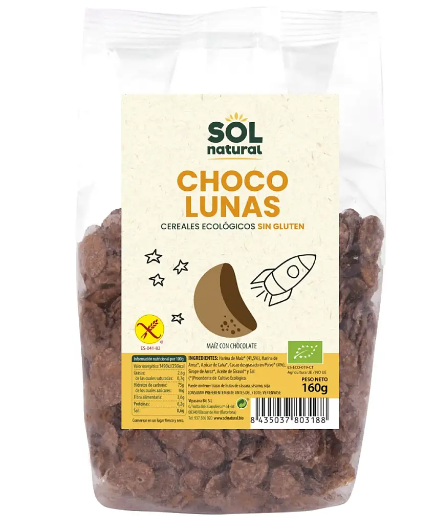 Cereales choco lunas sin gluten Sol Natural 160g | Ecológico