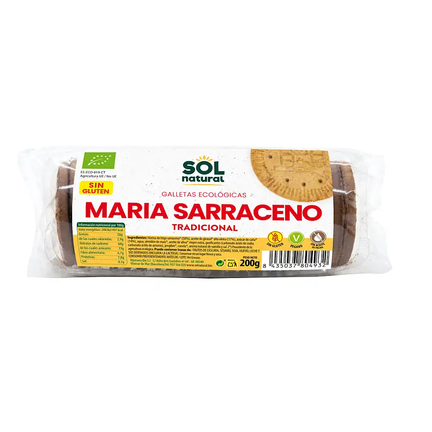 Galletas sin gluten María de sarraceno tradicionales 200g Sol natural | ecológicas