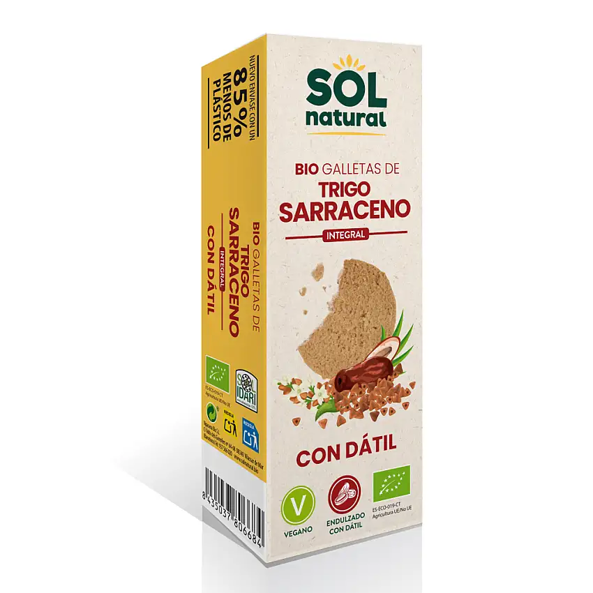 Galletas sin gluten de sarraceno con dátil 170g Sol natural | ecológicas