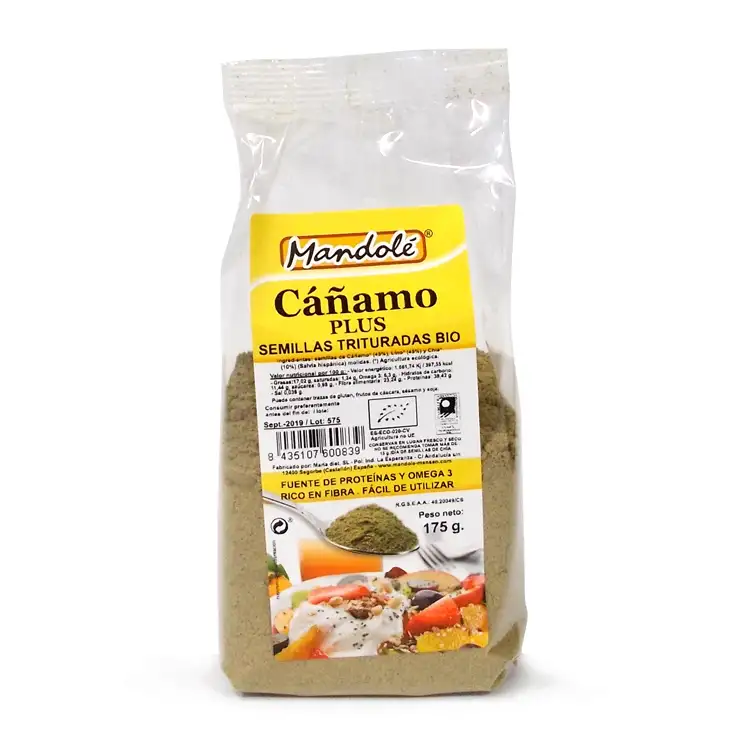 MANDOLE - SEMILLAS CAÑAMO PLUS TRITURADAS 175g BIO