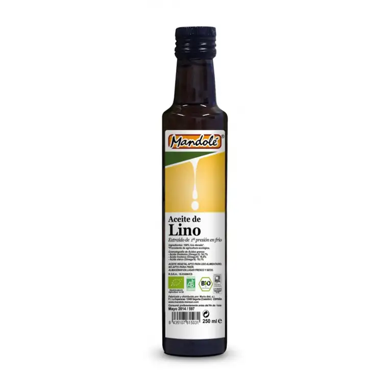 Aceite de lino dorado 250ml Mandolé | ecológico