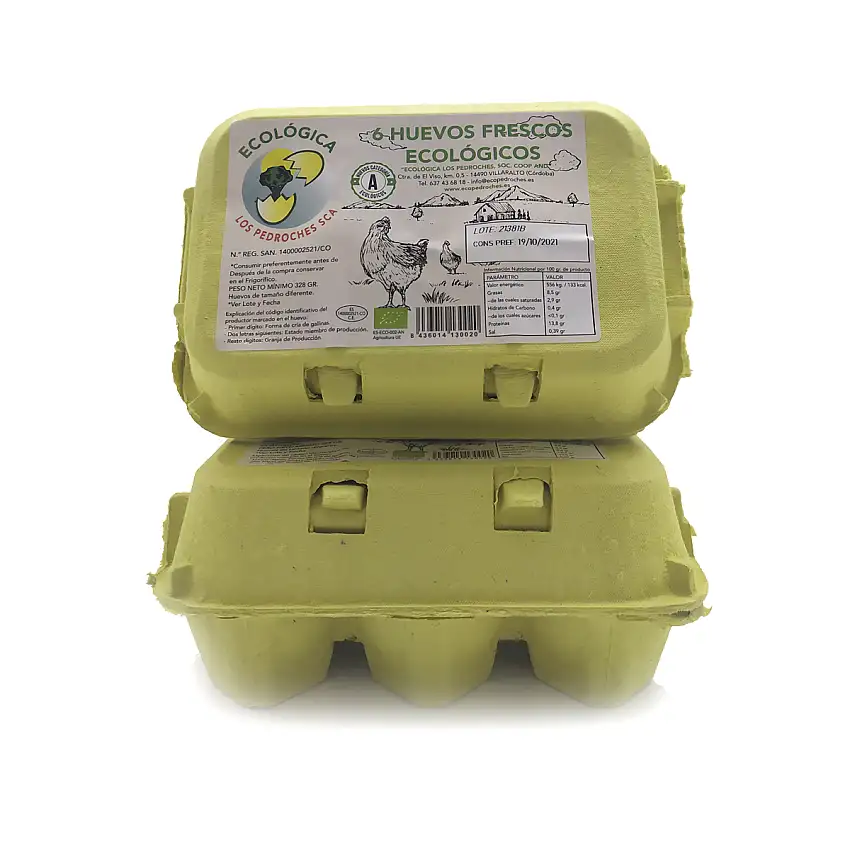Huevos frescos ecológicos tamaño M media docena Los Pedroches