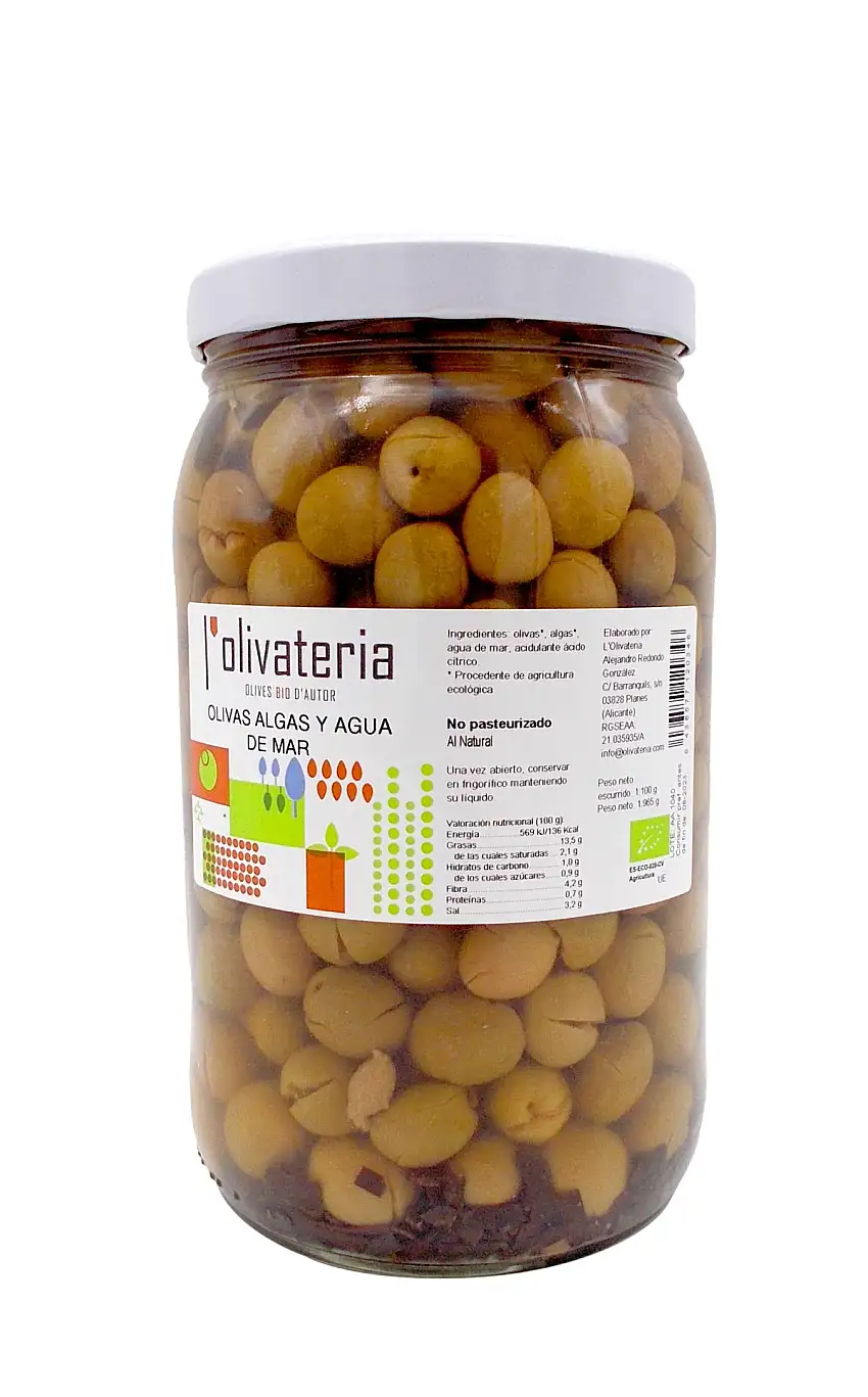 Aceitunas con algas y agua de mar Olivateria granel 1,1Kg | Ecológico