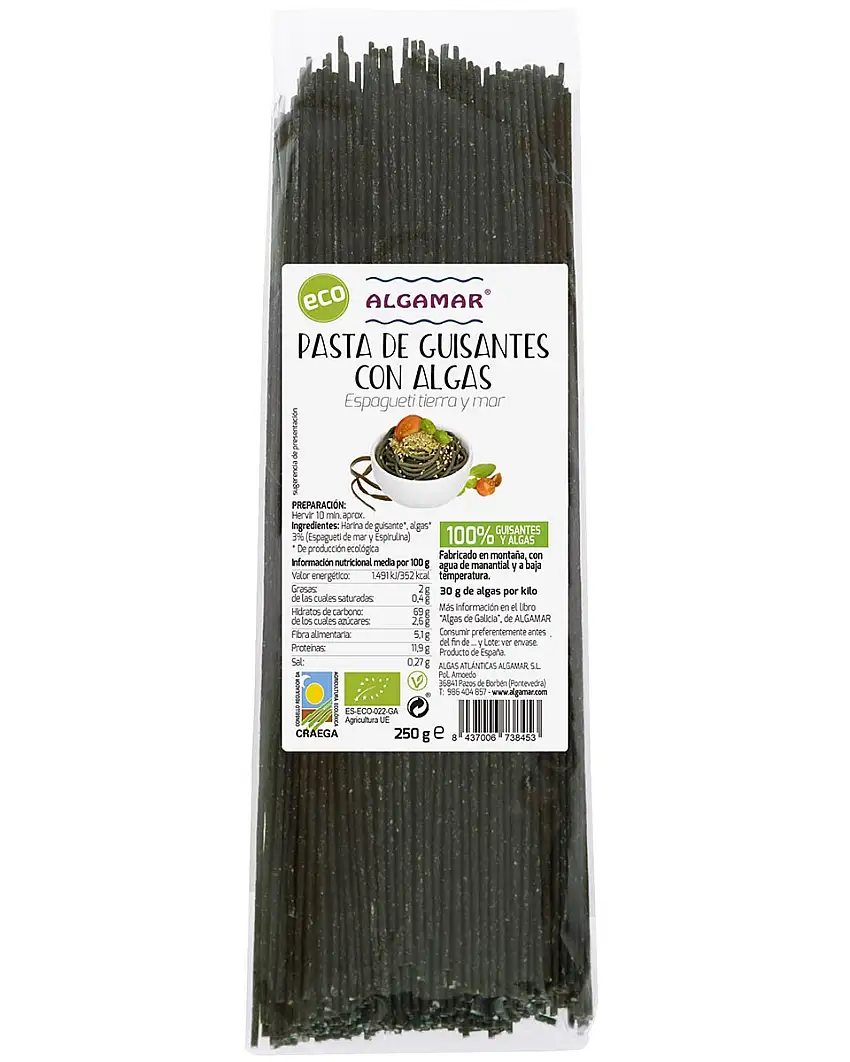 Espagueti sin gluten con algas 250g Algamar | ecológico